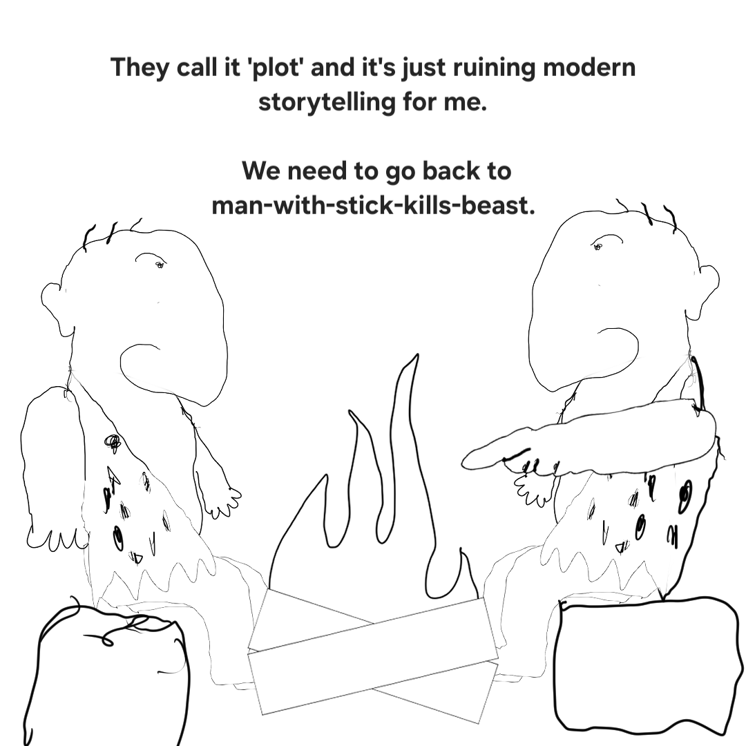 I can't draw, but had this idea for a single-panel comic.